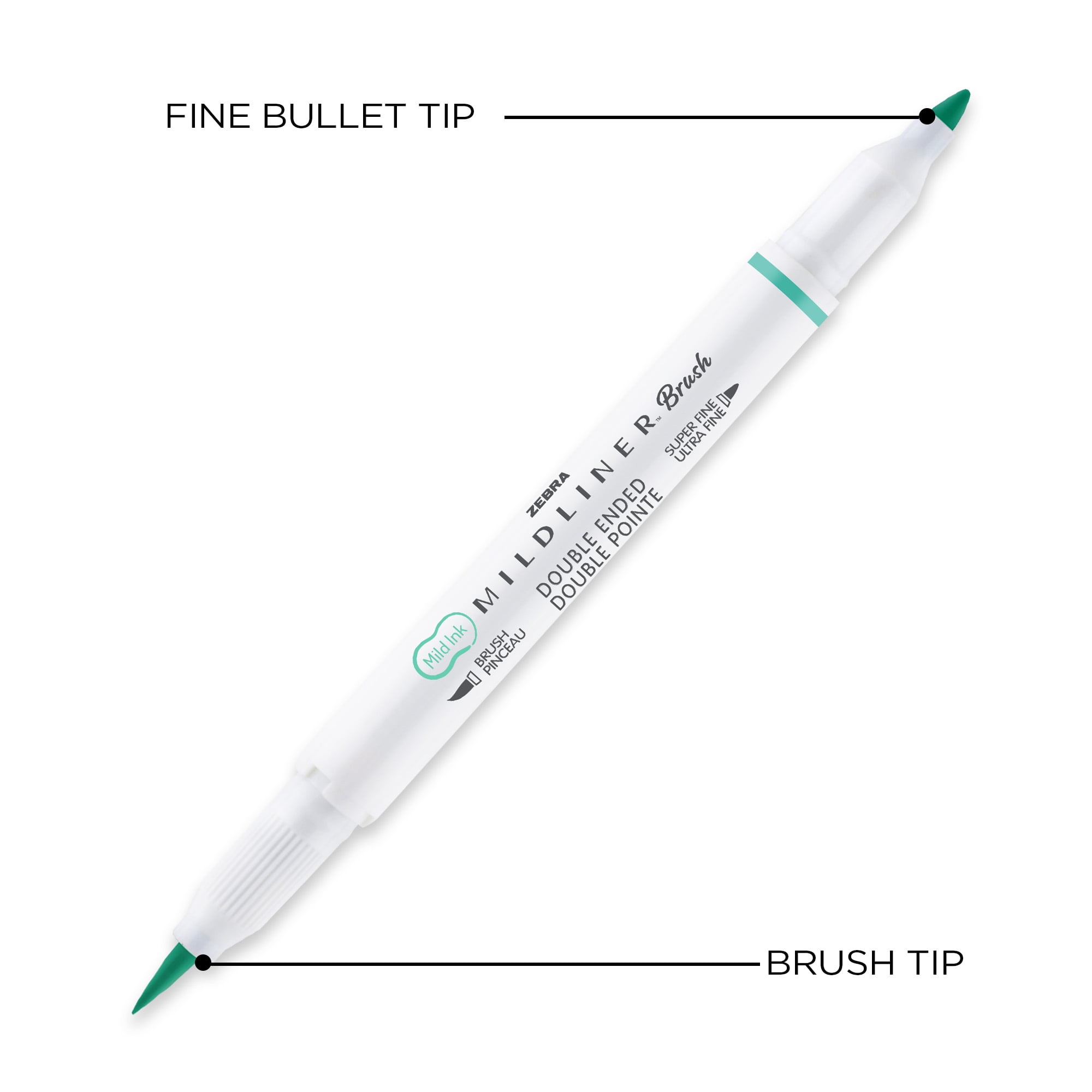Zebra Pen Mildliner Brush Pen & Marker Set Medium Pen Point - Fine Marker  Point - Brush Pen Point Style - Bullet Marker Point Style - Assorted  Pigment-based Ink - White Barrel - 15 / Pack 