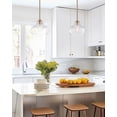 thumbnail image 3 of Kira Home Harlow 9" Schoolhouse Pendant Light, Glass Shade, Farmhouse Gold Hanging Light, Schoolhouse Glass, Cool Brass, 3 of 8