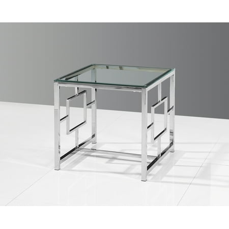 Best Master Furniture E18 Glass Top with Stainless Steel Frame End