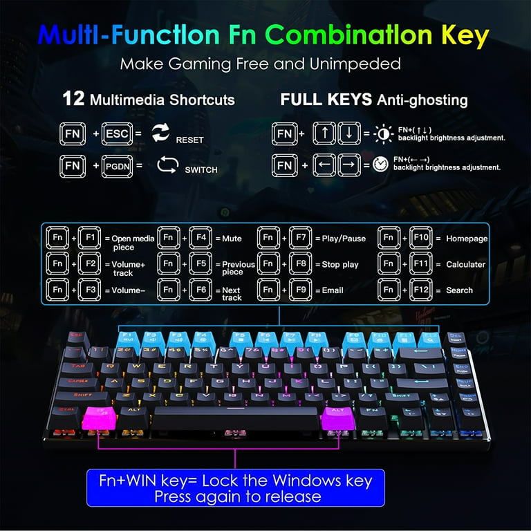 HUO JI E-Yooso Z-88 RGB Mechanical Gaming Keyboard, Metal Panel, Brown Switches, Compact 81 Keys Hot Swappable for Mac, PC, Black HUO JI E-Yooso Z-88 RGB Mechanical Gaming Keyboard, Metal Panel, Brown Switches, Compact 81 Keys Hot Swappable for Mac, PC, Black