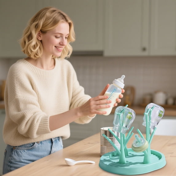 FTsdfkl Bottle Drying Rack, Space Saving High Capacity Standing Dryer Holder,Detachable Bottle Dryer Holder with Base.for Nipples,Cups,Pump Parts and Accessories