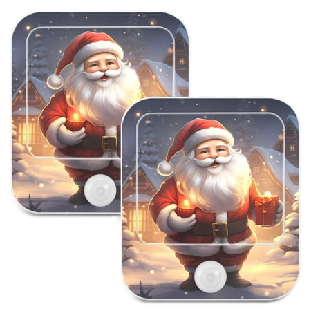 

Christmas Santa Claus in Light LED Motion Sensor Night Light Plug into Wall 2 Pack Auto Dusk to Dawn Adjustable