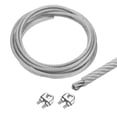 thumbnail image 1 of 16Ft(5M) Wire Rope 304 Stainless Steel Cable 1/4" (6.0 mm) Vinyl Coated with 2pcs Screw Chuck Transparent, 1 of 7