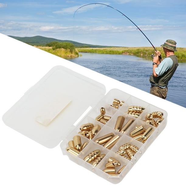 Fishing Sinkers Kit, Brass Fishing Tackle Sinkers 46pcs Portable