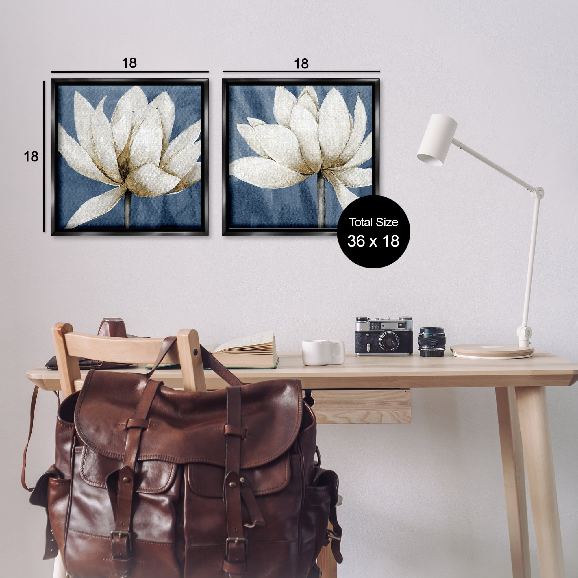 Stupell Industries Traditional Floral Falling Petals Plants & Flowers Painting Black Floater Framed Canvas Art Print Wall Art, 18 x 18, Set of 2