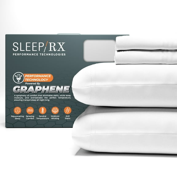 100% Cotton Twin Arctic White Sateen Sheet Set, Graphene-Infused Temperature Regulating, Soft & Silky 3-Piece Set with Side Pockets by SLEEP RX