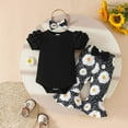 thumbnail image 2 of Durtebeua Girl Outfits 3Pcs Baby Girls Kids Cute T-Shirt Tops+Shorts Pants Outfits Summer Clothes,0-3 Months, 2 of 6