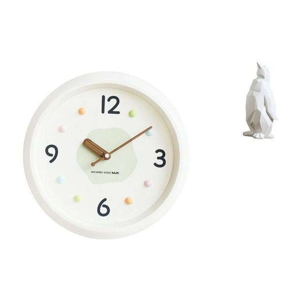 Reloj de pared decorativo moderno con números y mecanismo silencioso, con escultura de pingüino de resina, ideal para el hogar, la oficina y e