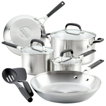 

Anjet Stainless Steel Cookware Set 10-Piece Brushed Stainless Steel