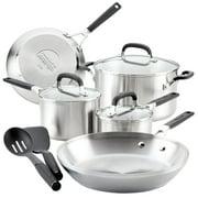 KitchenAid Stainless Steel 10 Piece Pots and Pans Set, Brushed Stainless Steel