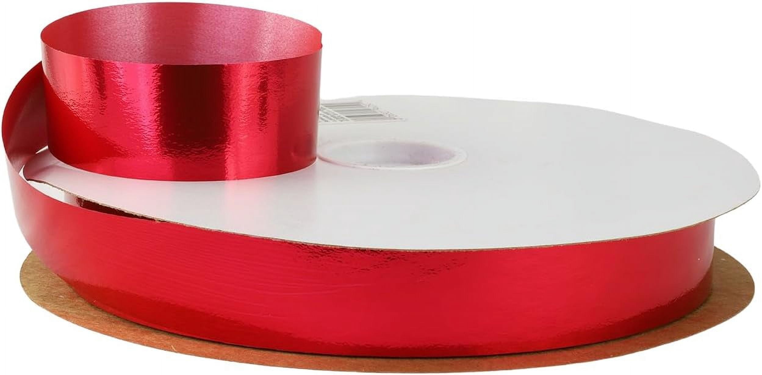 NANAHuang Metallic Poly Ribbon – High Shine Polypropylene for Bows & Crafts - Red 3/4100yd