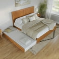 thumbnail image 3 of Clayton King Wood Platform Bed with Panel Footboard & Trundle in Light Toffee, 3 of 10