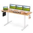 thumbnail image 2 of 63" Electric Standing Desk with 3 Memory Heights and 2 Hanging Hooks, Adjustable Height Sit Stand Home Office Desk,Natural, 2 of 8