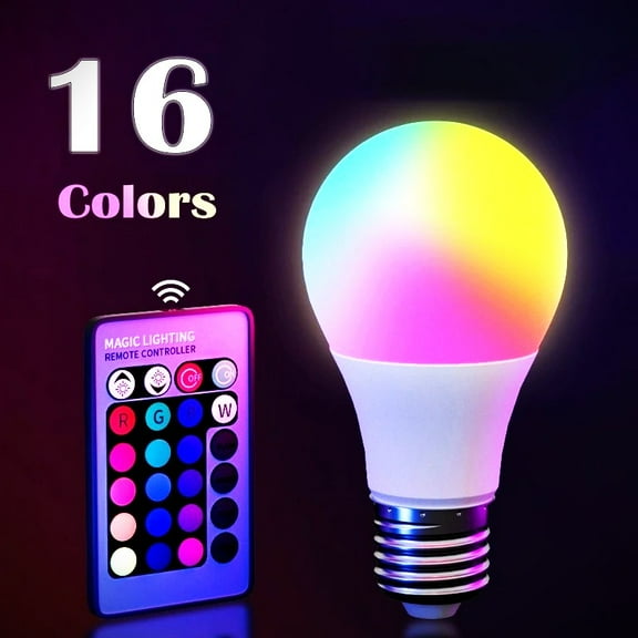 16 Colors RGB Bulb LED Multicolor Bulb E27 220V Household Lighting Dimmable 24 Key Remote Control Smart Lamp Atmosphere Light