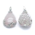 thumbnail image 2 of 5pcs Rose Quartz Pendants with Alloy Findings teardrop 40.5x28.5x10mm Hole: 4.5x8mm, 2 of 2