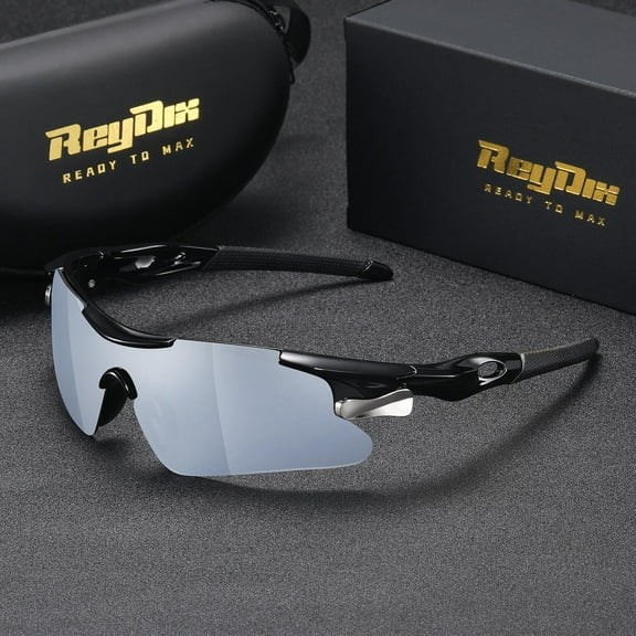 ReyDix Unisex Half-Frame Irregular Shaped Sunglasses Well-fitting Sports Sunglasses UV400