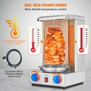 KFFKFF Vertical Chicken Grill Gas Shawarma Grill Machine Countertop BBQ Rotisserie Stainless Steel Body wih 2 Burners for Restaurant Dinner Home Kitchen