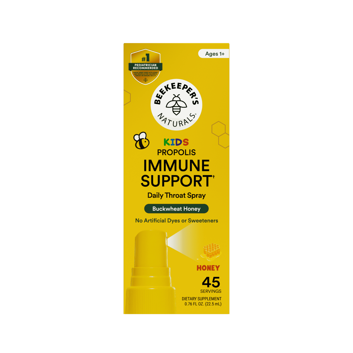 Beekeeper's Naturals Kids Propolis Throat Spray - Natural Immune Support For Sore Throat Relief