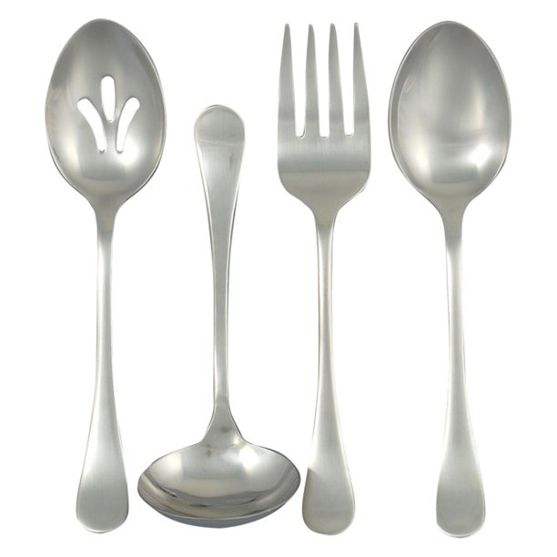 Ginkgo Bergen Stainless Satin Finish Flatware Hostess Set Set of 4