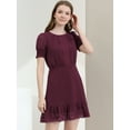 thumbnail image 3 of INSPIRE CHIC Robe Courte Trapèze de Fête pour Femme à Ourlet Volanté, Manches Bouffantes Courtes, 3 of 6