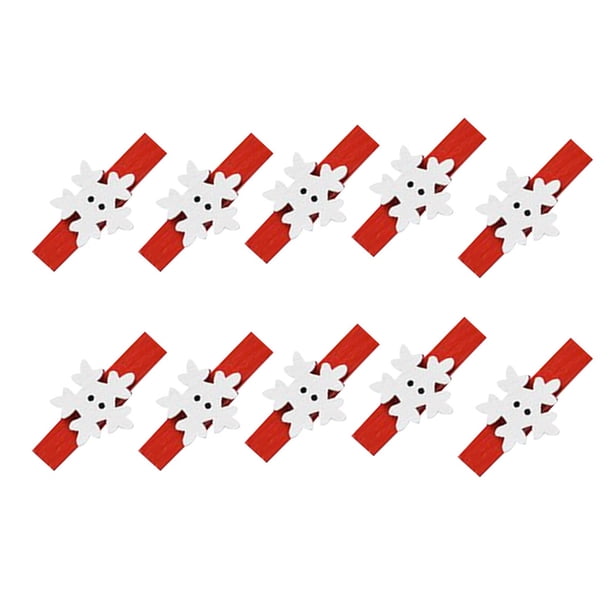 Cateissary Clips de Serie navideña Abrazaderas de resorte Clips de decorativos impresos con dibujos animados, clip rojo y flor blanca Kits de decoración para fiestas Pinza roja+flor blanca Cateissary HA001767-04