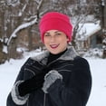 thumbnail image 2 of Luxury Fleece Pillbox Hat for Women Chemo Hat (Raspberry Red), 2 of 3