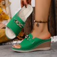 thumbnail image 5 of Slippers for Women,Slippers Stylish Platform Sandals With Metallic Decoration Open Toe Beach And Casual Footwear For Summer,Womens Slippers,Green,7.5, 5 of 9