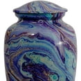 thumbnail image 2 of Aluminium Cremation Urn for Human Ashes Adult - Handcrafted Funeral Memorial Ash Storage Urn - Bag Included (Ocean Finish 3, 6.5" x 6.5" x 10.5"), 2 of 5
