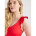 thumbnail image 5 of Time and Tru Women's and Women's Plus Solid Ruffle Sleeve One Piece Swimsuit, Sizes S-3X, 5 of 5