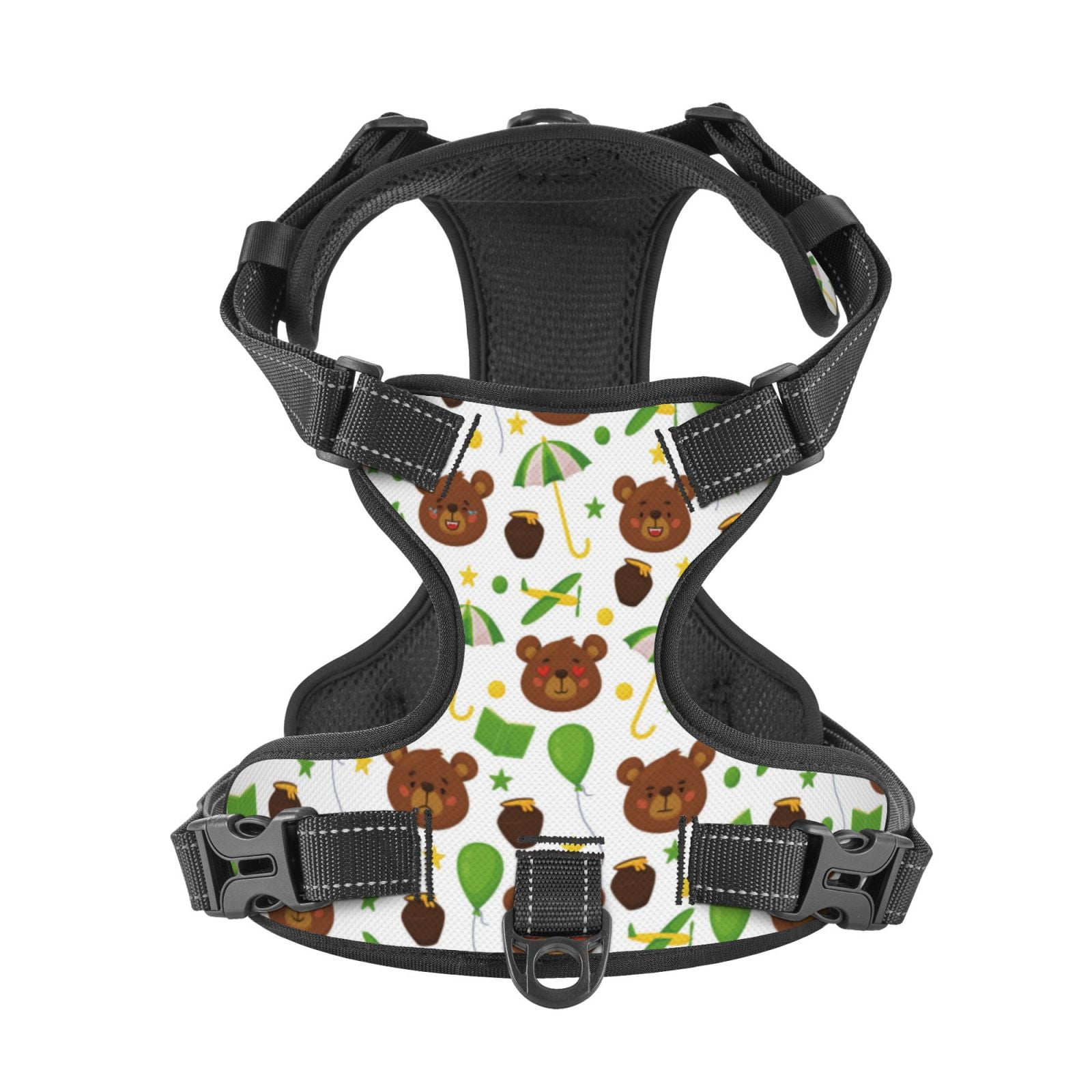 Kdxio Cute Bear Print No Pull Dog Harness Adjustable Reflective Oxford Easy Control Medium Large Dog Harness for Training and Everyday-Small