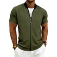 thumbnail image 3 of ZRGHAOYLQ Full Zip T Shirts for Men Short Sleeve Summer Lightweight Athletic Tshirts with Pockets Casual Fitness Workout Running Shirts, 3 of 9