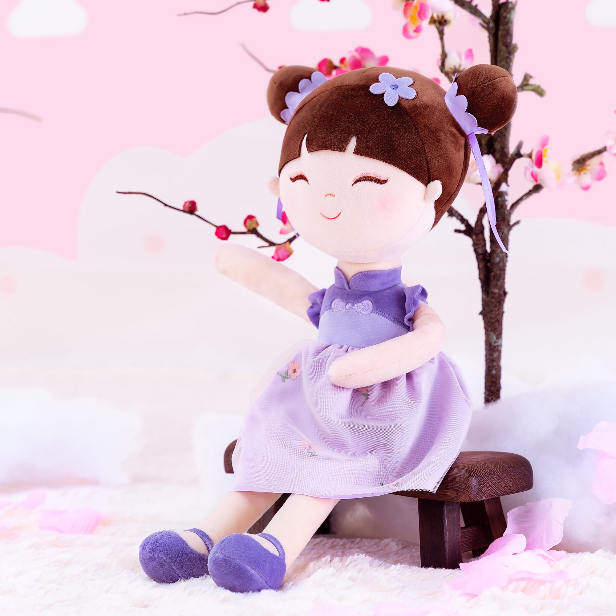 Gloveleya Plush Dolls Asian Fairy Doll Baby Girl Gifts Soft Girl Toys Purple Myrtle 16"
