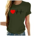 thumbnail image 2 of Oalirro Women's Tops, Tees & Blouses Women Tops and Blouses Fashion Women Casua Printing Pullover Short Sleeve T-Shirt Tops Blouse Army Green, 2 of 4