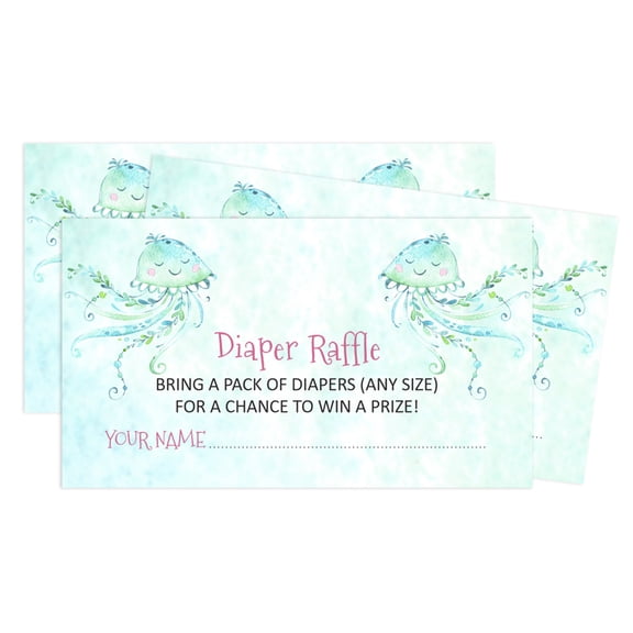 Inkdotpot Diaper Raffle Tickets For Baby Shower -GirlBaby Shower Fun Party Games, Lottery Insert Cards, Bring A Pack Of Diapers To Win Favors,MermaidTheme Party Supplies