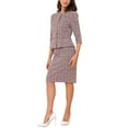 thumbnail image 4 of INSPIRE CHIC Women's 2 Piece Tweed Suit Button Down 3/4 Sleeve Jacket Pencil Skirt Set M Red, 4 of 6