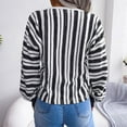 thumbnail image 4 of Fesfesfes Women Sweater Fall Winter Long Sleeve Stripe Contrasting Lantern Sleeve V-Neck Sweater Tops or, 4 of 5
