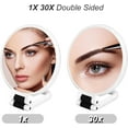 thumbnail image 2 of 1x 30x Magnifying Travel Mirror, Hand Mirror with Handle - Double Side Hand Held Mirror with 1x30x Magnification & Foldable Handle, Portable Travel Makeup Hand Mirror for Women (White), 2 of 6