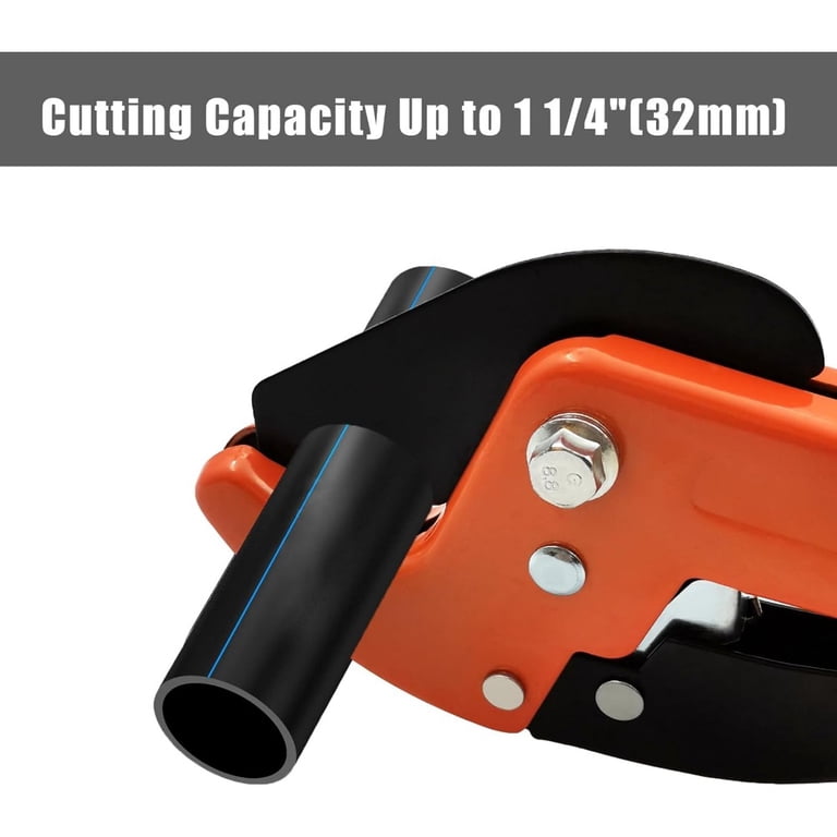 PVC Pipe Cutter – Heavy-Duty Ratchet-Type Tubing Cutter With SK5 Blades For Cutting PVC, PEX, PP-R, Hoses Up To 1-1/4 (32mm)