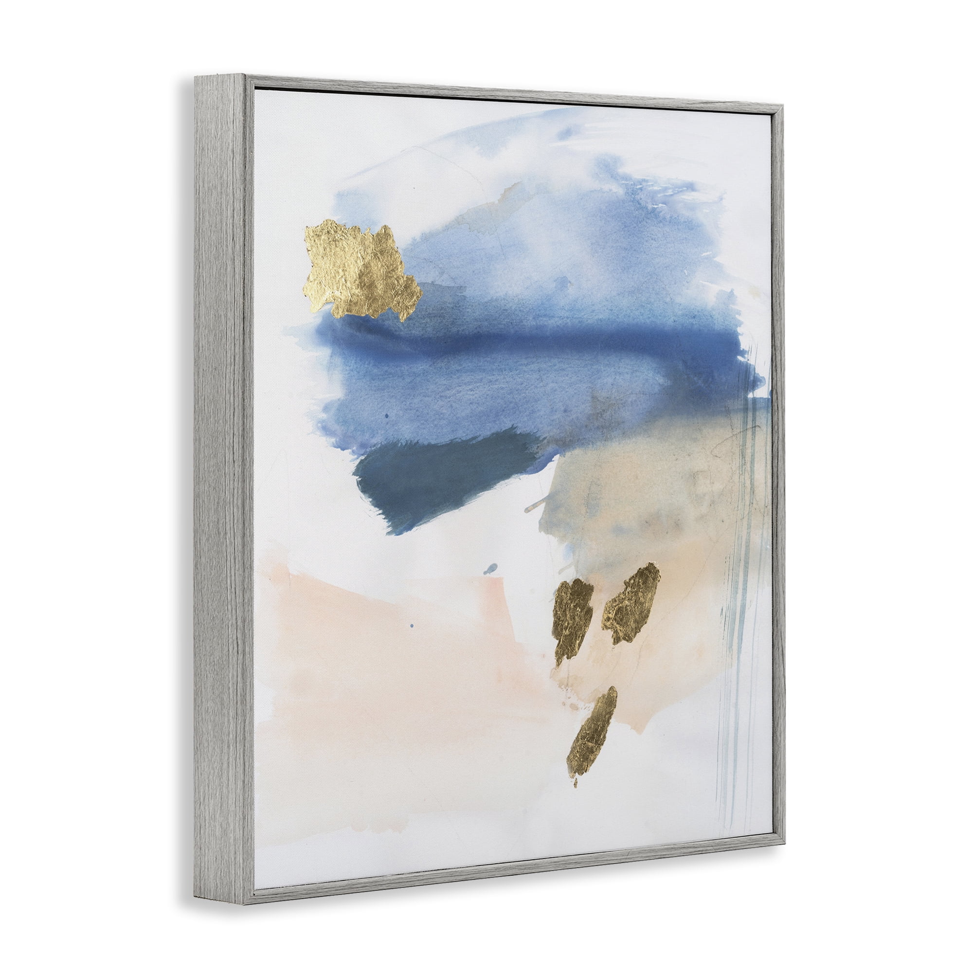 Stupell Industries Blue & Blush Ombre Abstract Painting Gray Framed Art Print Wall Art, 16 x 20