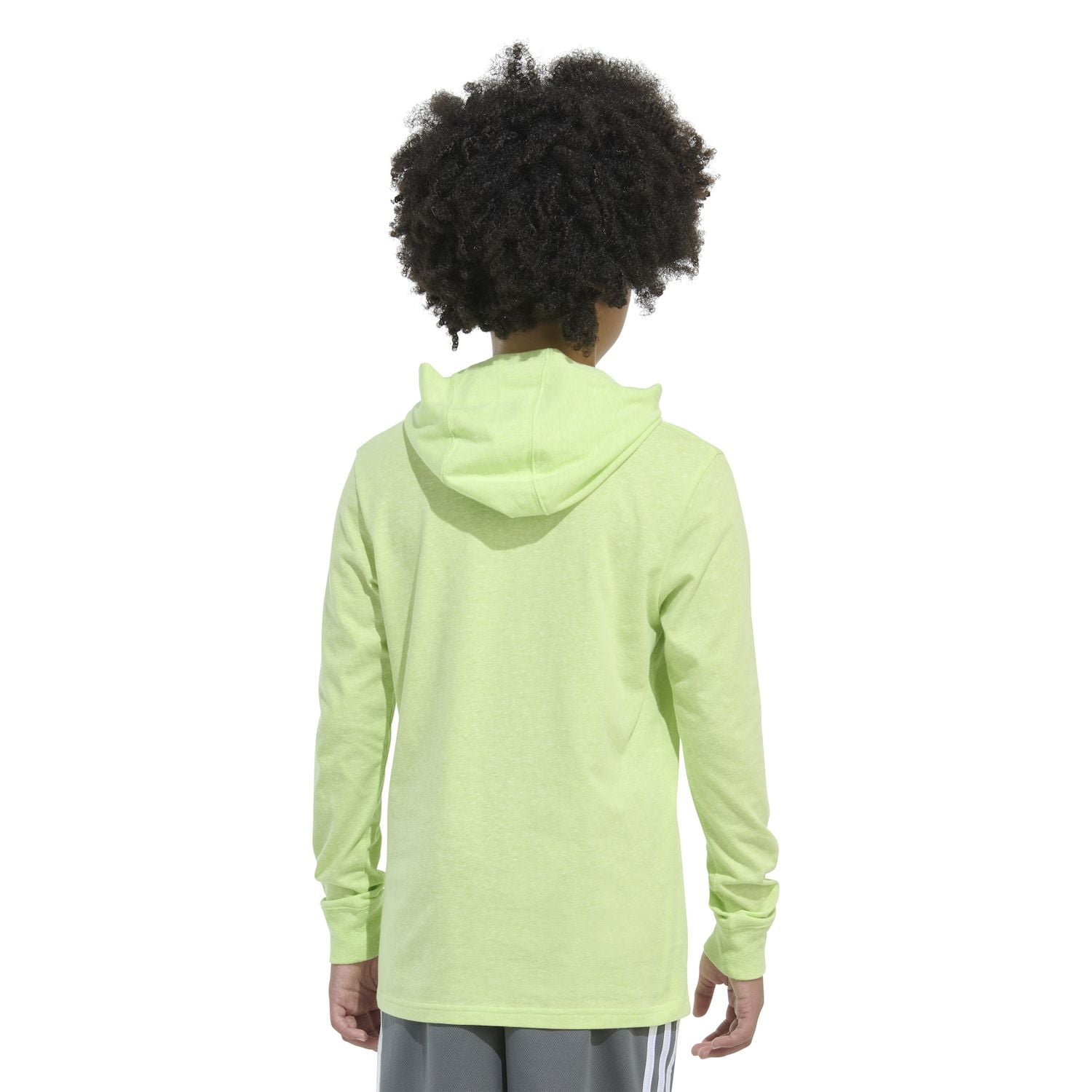 Boys 8-20 adidas Hooded Heat Map Long Sleeve Heather Tee Color: Pulse Lime Size: LARGE