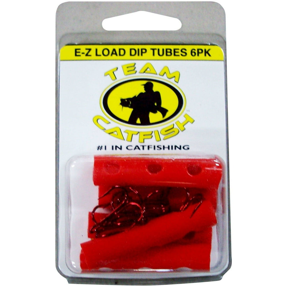 Team Catfish Red Dip Tube Treble Hook, Pack of 6