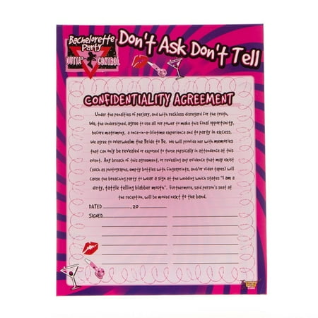 PMU Bachelorette Confidentiality Agreement Party Accessory (1/Pkg) Pkg/12
