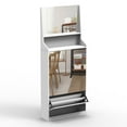 thumbnail image 2 of White Vertical Shoe Cabinet With Mirrors For Entryway Neatness Easy To Install, 2 of 6