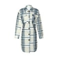 thumbnail image 3 of Qiylii Ladies Long Shirt Coat, Plaid Loose Single-breasted Thin Woolen Outwear, 3 of 9