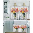 thumbnail image 2 of Spring Pink Tulip Short Blackout Curtains 36 Inch Long Watercolor Flower Wood Grain Rod Pocket Kitchen Curtains, 2 Panels Thermal Insulated Room Darkening Drapes for Bedroom, 30"W x 36"L, 2 of 5