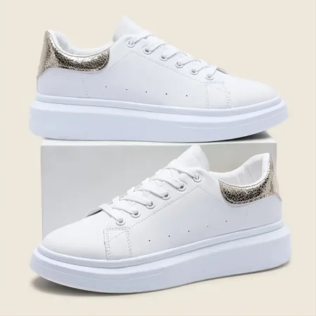 

Women‘s Causal Sneakers Waterproof Solid Sequin Skate Shoes