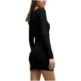 thumbnail image 4 of WJHWSX Dresses for Women,Womens Fall Dresses,Black Casual Dresses for Women,Long Sleeve,Crew Neck,Breathable,Solid,M(US:6), 4 of 8