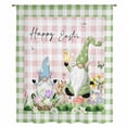 thumbnail image 2 of Easter Sheer Curtains 63 Inches Long, Spring Gnomes Floral Bunny Duck Green Pink Plaid Light Filering Curtains, Breathable Simi Curtain Privacy Drapes for Living Room Bedroom Window Treatment, 2 of 9