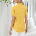 thumbnail image 5 of Hearthz Women's Short-Sleeve Polo Shirt 3 Buttons Collared Tennis Activewear UPF 50+ Sun Protection Women's Golf Shirts Yellow S, 5 of 5