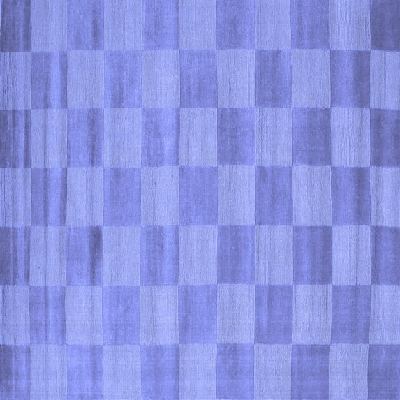 Ahgly Company Machine Washable Indoor Square Checkered Blue Modern Area Rugs, 7' Square